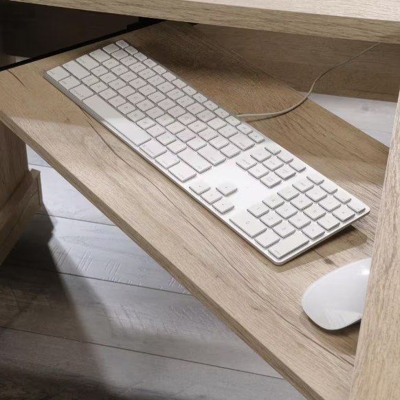 COMFYLIX 65.118 in. Prime Oak Wood L-Shaped Desk with Keyboard Tray