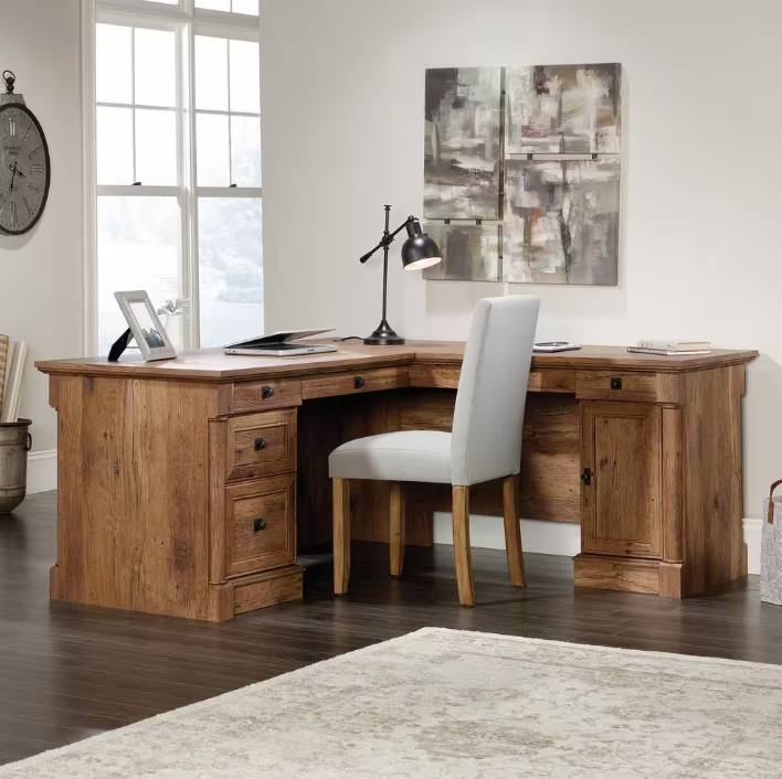 COMFYLIX Vintage Oak L-Shaped Desk