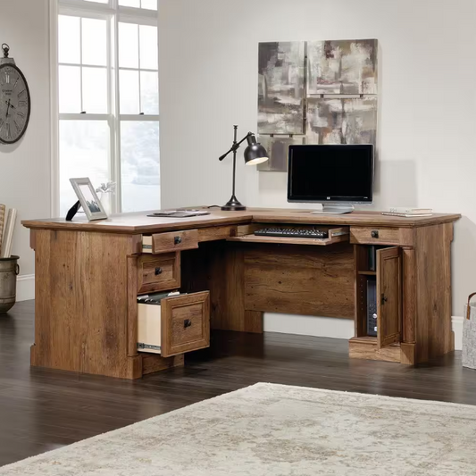 COMFYLIX Vintage Oak L-Shaped Desk